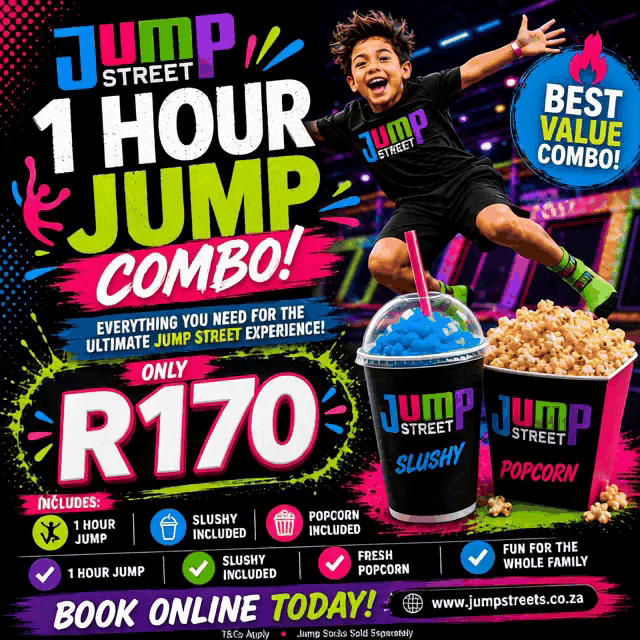 1 Hour of Fun + Slushy + Popcorn for Only R170